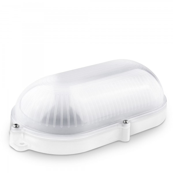 Aplique led oval blanco ext.ip65 9w.fria