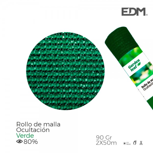 Rollo de malla de ocultación color verde densidad 90g 2x50m