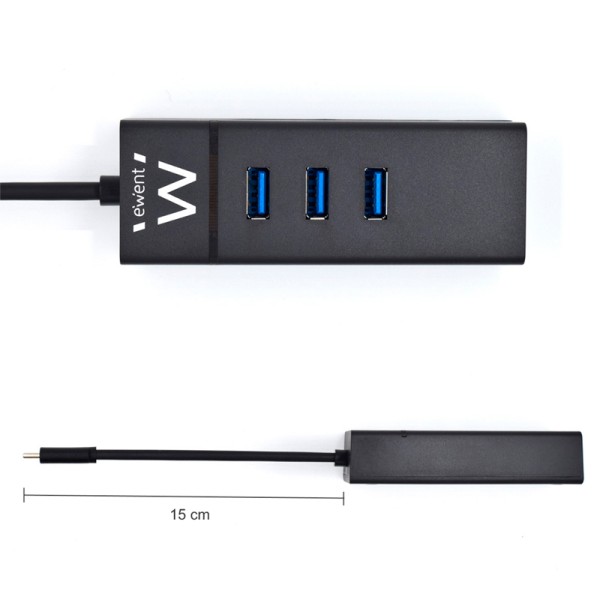Ewent ew1141 hub tipo-c 3pts.usb 3.1+1pto. gigabit