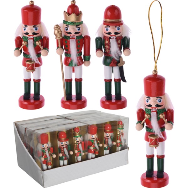 Muñeco cascanueces de madera set de 3 piezas 4x3x12,5cm colores / modelos surtidos