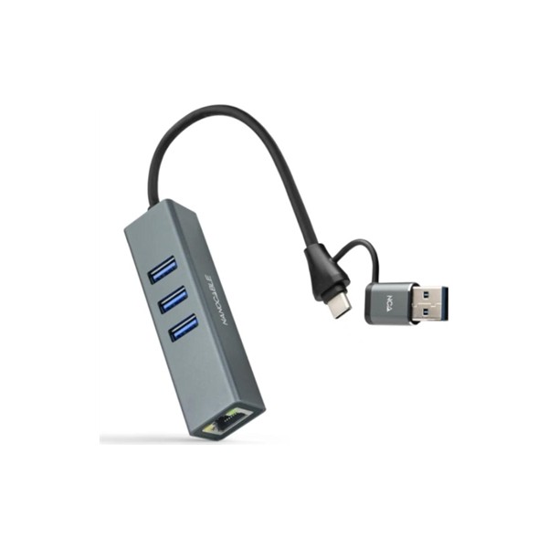 Nanocable conversor usb-c+usb-a/m rj45+ 3xusb-a