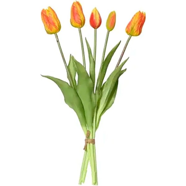 Ramo de tulipanes naranjas de polipropileno, 15 x 15 x 40 cm